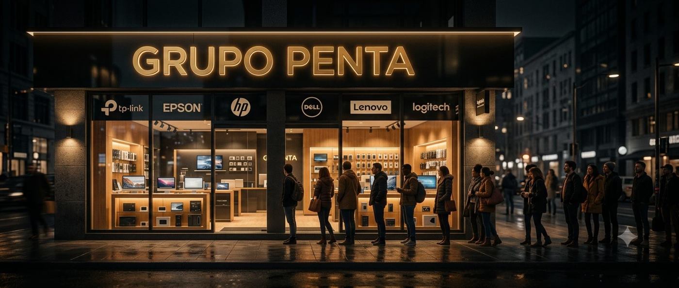 Composición de equipos de cómputo, cámaras de seguridad, redes e impresión de Grupo Penta